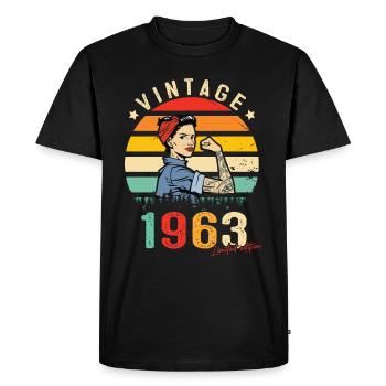 1963 Vintage Édition limitée Cadeau Femmes - T-shirt Premium bio Homme - noir - Devant - Nico (187cm)