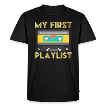 80s 90s Cassette Tape - Men's Premium Organic T-Shirt - black - Front - Nico (187cm)