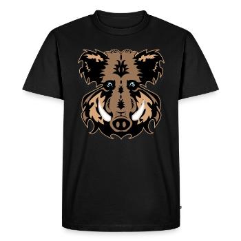Chemise Sanglier Basse - NOUVEAU comme masque facial - T-shirt Premium bio Homme - noir - Devant - Nico (187cm)
