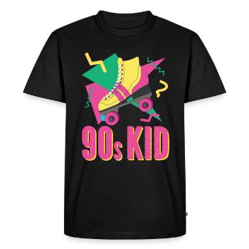 Rétro 90 avec patin à roulettes - T-shirt Premium bio Homme - noir - Devant - Nico (187cm)