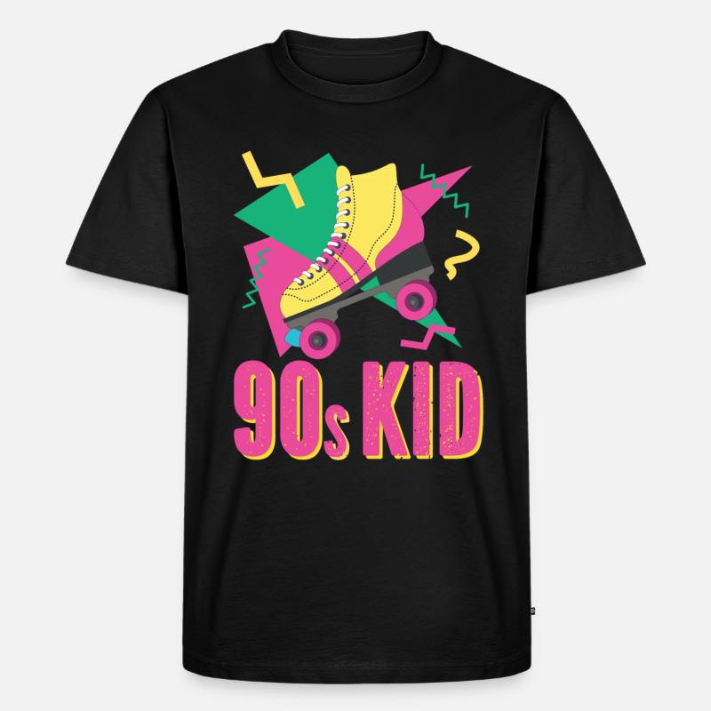 90er Retro mit Rollschuh - Männer Premium Bio T-Shirt - Schwarz