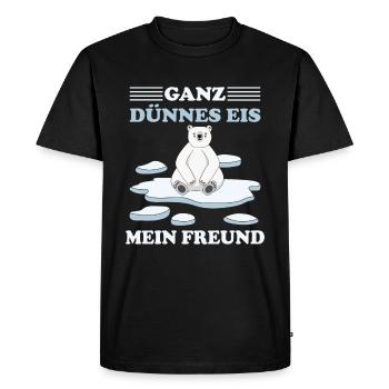 Polar Bear Funny Very Thin Ice My Friend North Pole - Men's Premium Organic T-Shirt - black - Front - Nico (187cm)