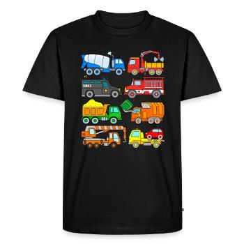Camion Camion Chantier De Construction Pompiers Dépanneuse - T-shirt Premium bio Homme - noir - Devant - Nico (187cm)