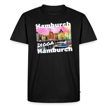 Hambourg Digga cool Hanséatique Ville Hamburch Graffiti - T-shirt Premium bio Homme - noir - Devant - Nico (187cm)
