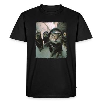 Gangster Cats Streetwear Cool Cat Motif - T-shirt Premium bio Homme - noir - Devant - Nico (187cm)