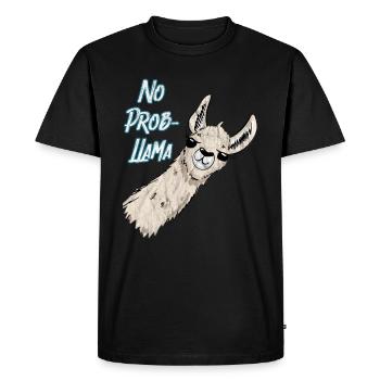 No Prob LLama bleu Vintage - T-shirt Premium bio Homme - noir - Devant - Nico (187cm)