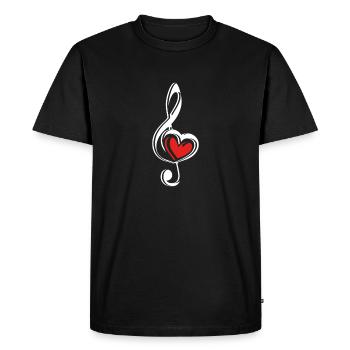 Clef avec coeur - T-shirt Premium bio Homme - noir - Devant - Nico (187cm)
