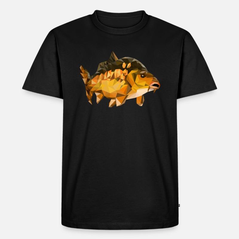 Karpfen Polygon - Männer Premium Bio T-Shirt - Schwarz