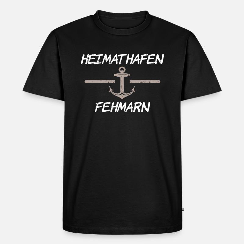 Heimathafen Fehmarn - Männer Premium Bio T-Shirt - Schwarz