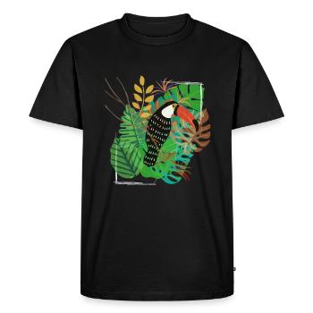 Hawaii prints birds and leaves - Men's Premium Organic T-Shirt - black - Front - Nico (187cm)