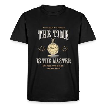 Le temps est le maître#2 - T-shirt Premium bio Homme - noir - Devant - Nico (187cm)