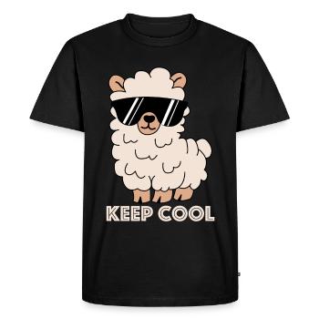 Restez au frais | Lama, des images drôles, des dictons drôles - T-shirt Premium bio Homme - noir - Devant - Nico (187cm)