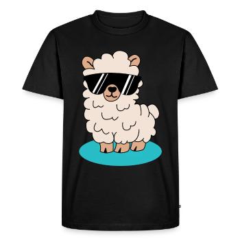 Restez au frais | Lama, des images drôles, des dictons drôles - T-shirt Premium bio Homme - noir - Devant - Nico (187cm)