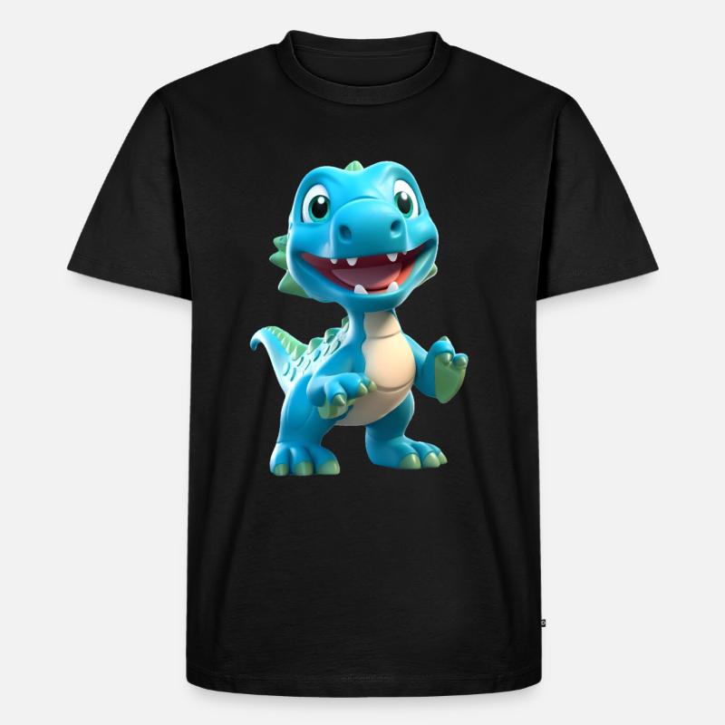 3D-Cartoon-Dinosaurier - Männer Premium Bio T-Shirt - Schwarz