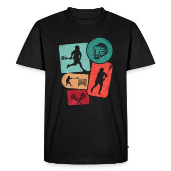 Joueur de crosse Raquette Ball Garçons Lacrosse - T-shirt Premium bio Homme - noir - Devant - Nico (187cm)