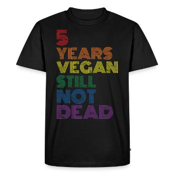 5 Years Vegan Still NOT Dead Vintage Rainbow Distr - Men's Premium Organic T-Shirt - black - Front - Nico (187cm)