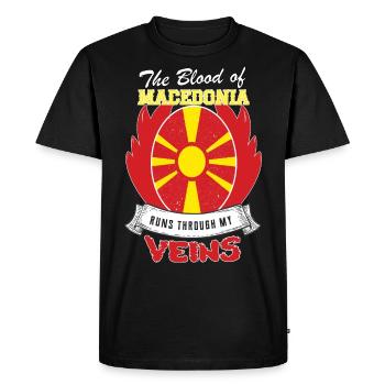 Macédoine Le sang coule dans mes veines - T-shirt Premium bio Homme - noir - Devant - Nico (187cm)