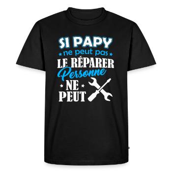 T-shirt Grand-Père - Papy ne peut pas le Réparer - T-shirt Premium bio Homme - noir - Devant - Nico (187cm)