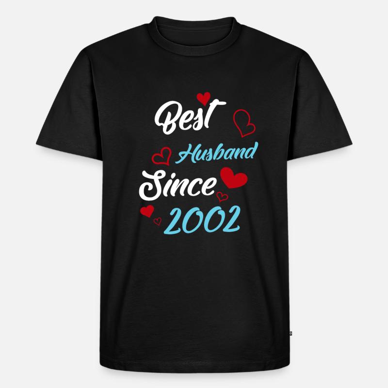 Bester Ehemann seit 2002 Hochzeit - Männer Premium Bio T-Shirt - Schwarz