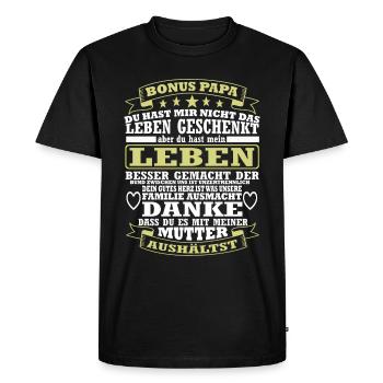 Bonuspapa Bonus Dad Papa Ersatzvater - Männer Premium Bio T-Shirt - Schwarz - Vorne - Nico (187cm)