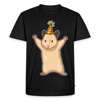Chapeau de fête d’anniversaire de hamster - T-shirt Premium bio Homme - noir - Devant - Nico (187cm)