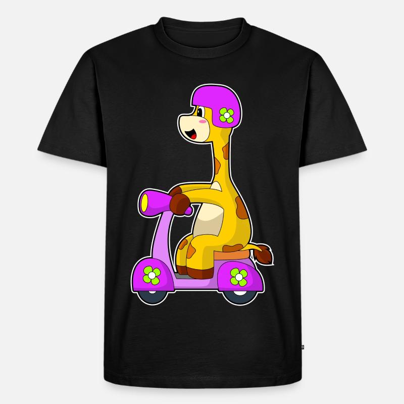 Giraffe Motorroller - Männer Premium Bio T-Shirt - Schwarz