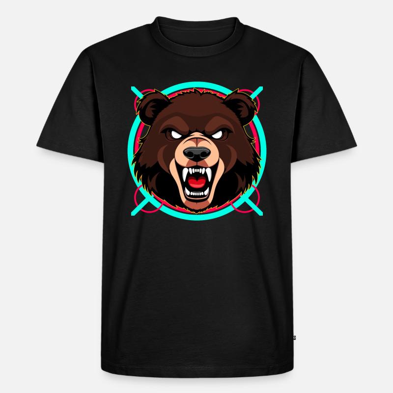 Wütender Bär - Männer Premium Bio T-Shirt - Schwarz