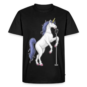 Chant du micro du chanteur licorne - T-shirt Premium bio Homme - noir - Devant - Nico (187cm)