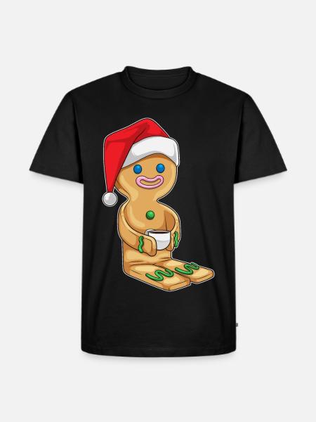 Gingerbread Man Christmas Coffee - Men's Premium Organic T-Shirt - black