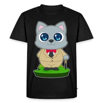 Cat Pensioner Walking Stick - Men's Premium Organic T-Shirt - black - Front - Nico (187cm)