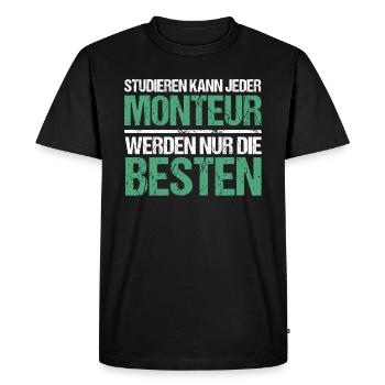 Tout le monde peut étudier - Monteur Edition - T-shirt Premium bio Homme - noir - Devant - Nico (187cm)