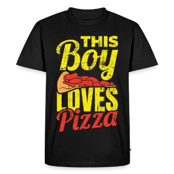 Ce garçon adore la pizza - T-shirt Premium bio Homme - noir - Devant - Nico (187cm)