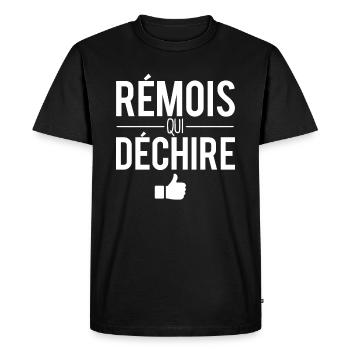 Rémois qui déchire habitant reims ville france - T-shirt Premium bio Homme - noir - Devant - Nico (187cm)