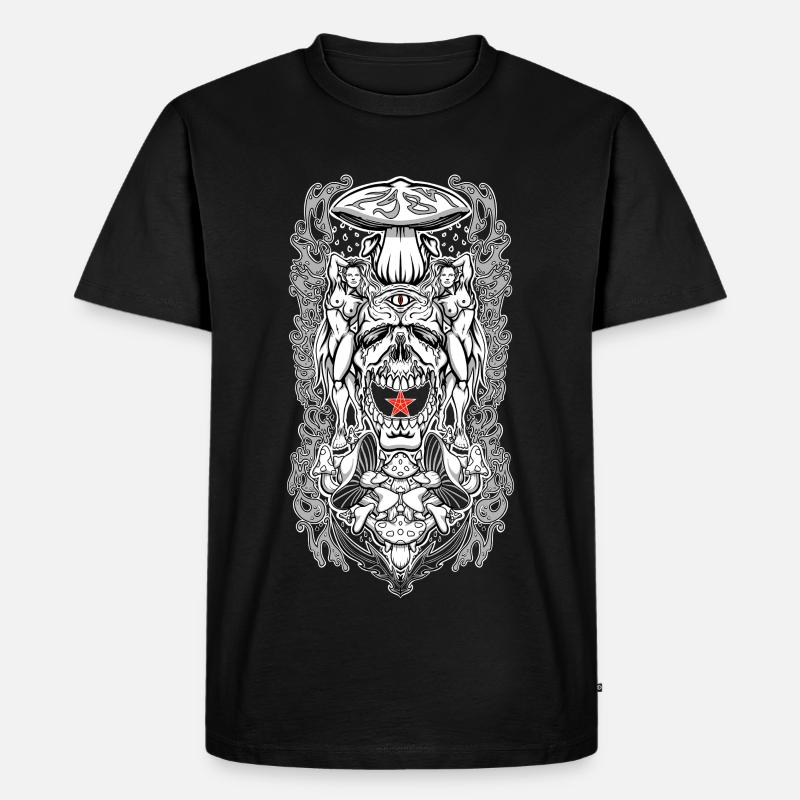 Psychedelisches Schädelportal – Okkulte Pilzvision - Männer Premium Bio T-Shirt - Schwarz