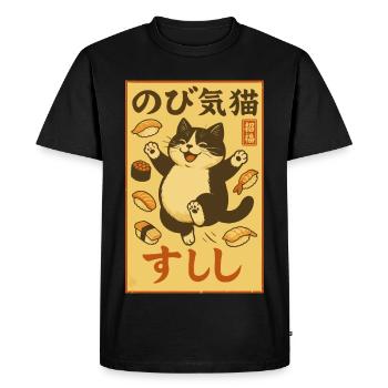 Sushi, Chat, Kawaii, Harajuku, Art Japonais - T-shirt Premium bio Homme - noir - Devant - Nico (187cm)