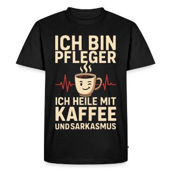Coffee Lover Caregiver Humor Design - Men's Premium Organic T-Shirt - black - Front - Nico (187cm)