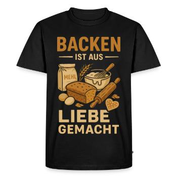 Baking Love Made - Men's Premium Organic T-Shirt - black - Front - Nico (187cm)