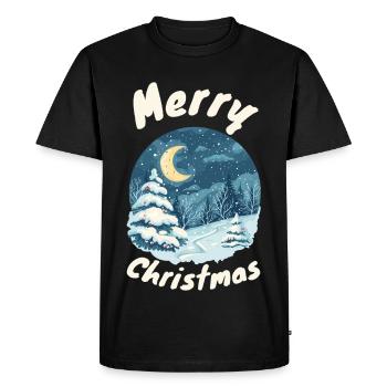 Merry Christmas Winter Forest Illustration - Men's Premium Organic T-Shirt - black - Front - Nico (187cm)