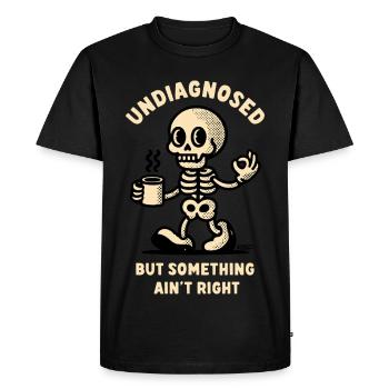 Undiagnosed Skeleton Mug Tee - Men's Premium Organic T-Shirt - black - Front - Nico (187cm)