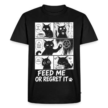 Nourris-moi ou regrette-le, chat - T-shirt Premium bio Homme - noir - Devant - Nico (187cm)