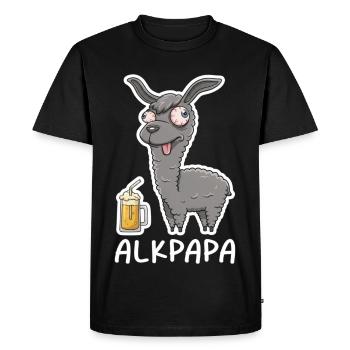 Alkpapa Alpaca with Beer Mug – Funny Saying - Men's Premium Organic T-Shirt - black - Front - Nico (187cm)