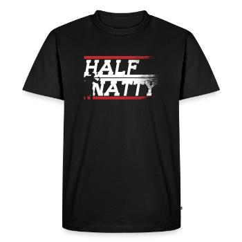 Half Natty Fitness Gym sport bodybuilding steroids - Men's Premium Organic T-Shirt - black - Front - Nico (187cm)