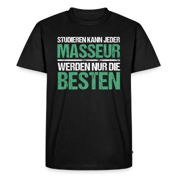 Tout le monde peut étudier - Masseur Edition - T-shirt Premium bio Homme - noir - Devant - Nico (187cm)