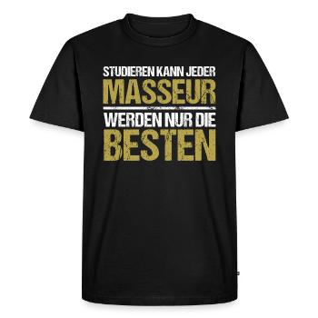 Tout le monde peut étudier - Masseur Edition - T-shirt Premium bio Homme - noir - Devant - Nico (187cm)