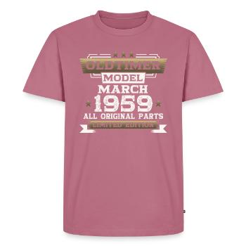 65th Birthday Classic Car March Vintage 1959 - Men's Premium Organic T-Shirt - mauve - Front - Nico (187cm)