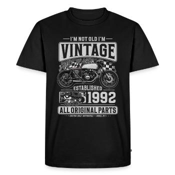 1992 Vintage Anniversaire Cafe Racer Moto - T-shirt Premium bio Homme - noir - Devant - Nico (187cm)