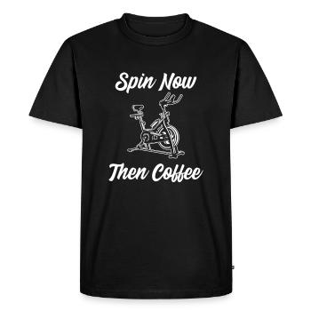 Spin Class Spin Now puis Coffee - T-shirt Premium bio Homme - noir - Devant - Nico (187cm)