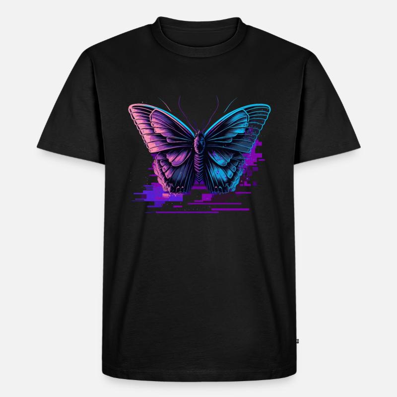 Schmetterling Retro Farbtöne - Männer Premium Bio T-Shirt - Schwarz