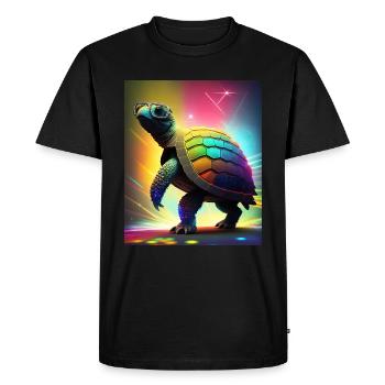 Turtle à la discothèque - T-shirt Premium bio Homme - noir - Devant - Nico (187cm)