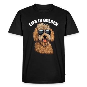 Goldendoodle Dog Life Is Golden - Men's Premium Organic T-Shirt - black - Front - Nico (187cm)
